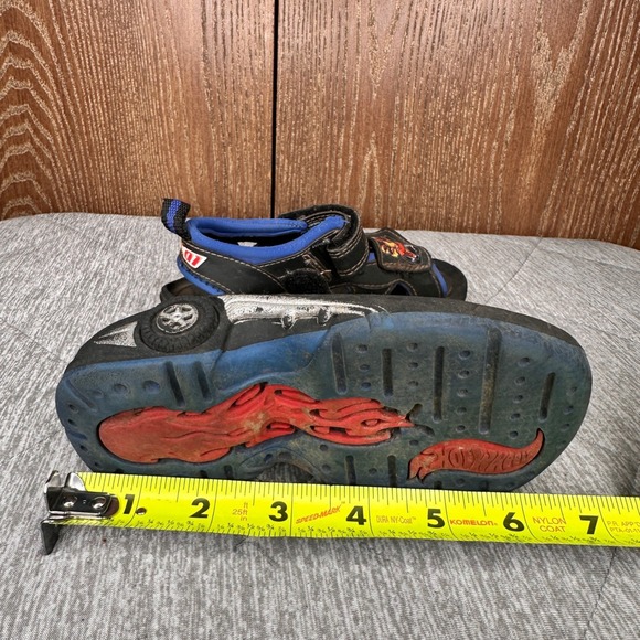 VTG Hot Wheels 2001 Mattel Y2K Kid's Sandals Flame Car Hook Loop Shoes Sz 7.5 US - Picture 11 of 12